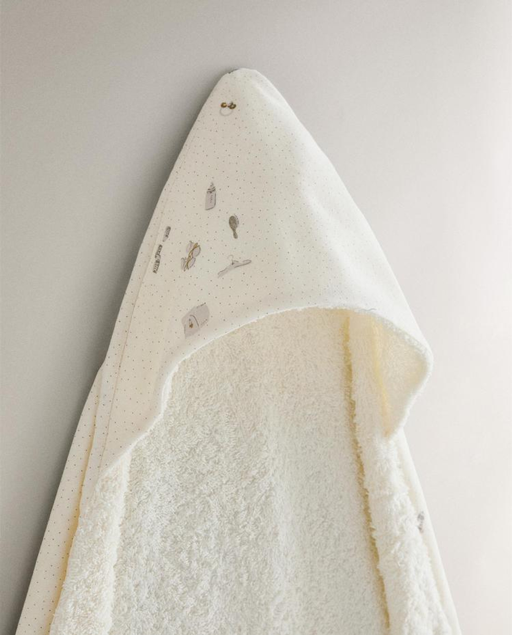 ZARA HOME ДЕТСКОЕ ПОЛОТЕНЦЕ С КАПЮШОНОМ, ЭКРЮ