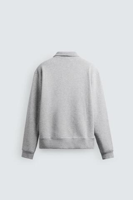 ZARA БАЗОВАЯ ТОЛСТОВКА С ВОРОТНИКОМ НА МОЛНИИ, СЕРЫЙ МЕЛАНЖ