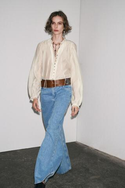 ZARA СТРУЯЩАЯСЯ РУБАШКА — ZW COLLECTION, ЭКРЮ
