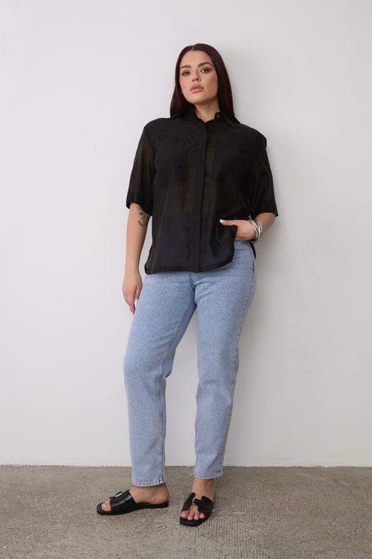 Джинсы mom fit, светло-голубой