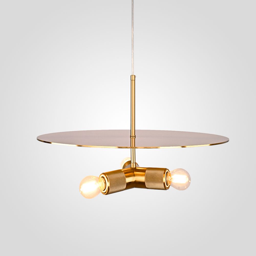 Люстра Rh Utilitaire Disk Triple Pendant Brass By Imperiumloft