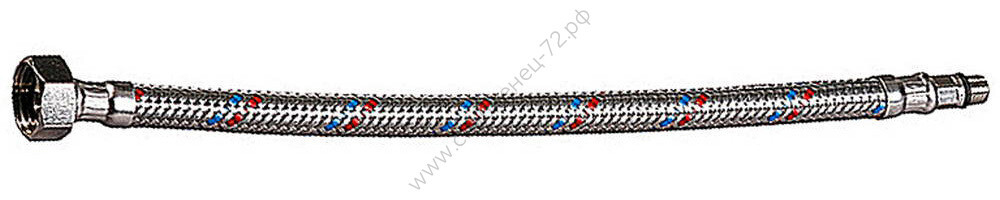 ЗУБР 1/2″, 0.5 м, гайка-штуцер, Гибкая подводка для смесителей с укороченным штуцером (51002-050)