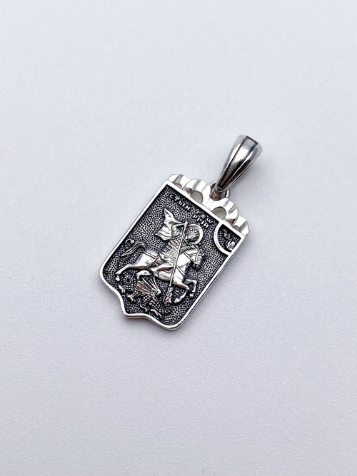 Образок из серебра/Чернение/С подвижным ухом/Георгий Победоносец