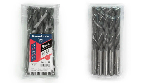 Сверло по металлу, ЦХ, ( Хв.-12,0 мм) 12,5 x151 мм, HSS-R, 5шт/уп, RENNBOHR BASIC PROM