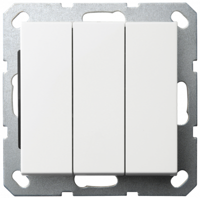 Выключатель трехклавишный 10A 250V~ с накладкой, цвет Белый глянцевый