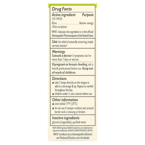 Bach, Original Flower Remedies, оливковое масло, 10 мл (0,35 жидк. унции)