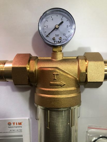 Самопромывной фильтр для холодной воды Tim 1" с манометром