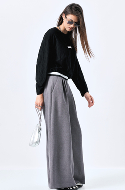 Брюки широкие 1227 серый меланж