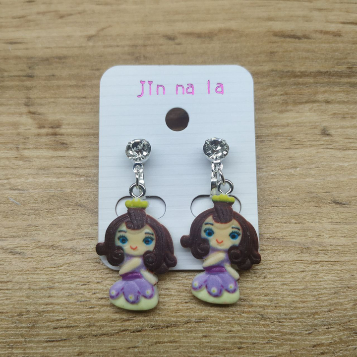 Клипсы Princess №2 Бэлль кристалл металл серебристый