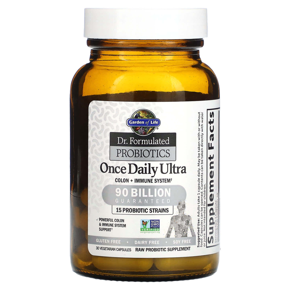 Garden of Life, Dr. Formulated Probiotics, пробиотики, для приема один раз в день, 90 млрд бактерий, 30 вегетарианских капсул