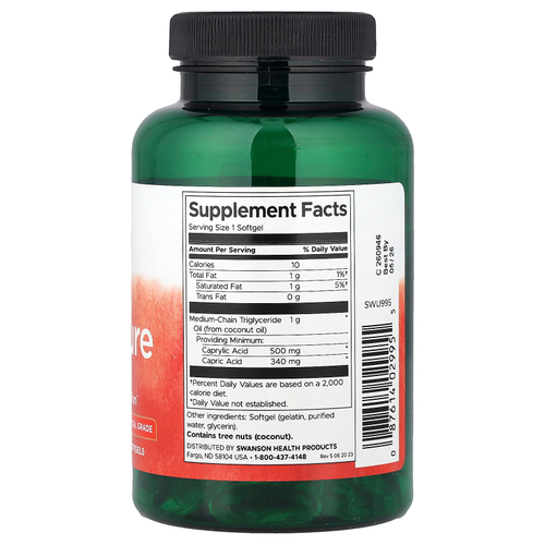 Swanson, MCT Pure, 1000 мг, 90 мягких таблеток