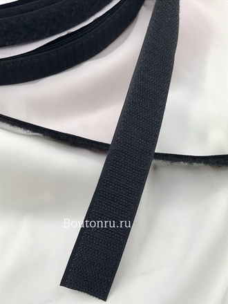 Текстильная лента (липучка) черная HOOK-LOOP (ХУК-ЛУП) крюк + петля (комплект)