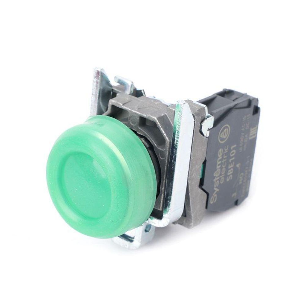 Кнопка модульная SB4 в сборе 22мм выступающая с возвратом металл 1НО зел. SE SB4BP31 Кнопка модульная SB4 в сборе 22мм выступающая с возвратом металл 1НО зел. SE SB4BP31