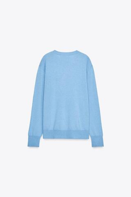 ZARA СВИТЕР ИЗ 100% ЭКСТРАМЯГКОЙ ШЕРСТИ, ВЫЦВЕТШИЙ СИНИЙ