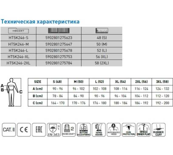Куртка сигнальная с капюшоном водостойкая желтая NIMS Högert, арт. HT5K246