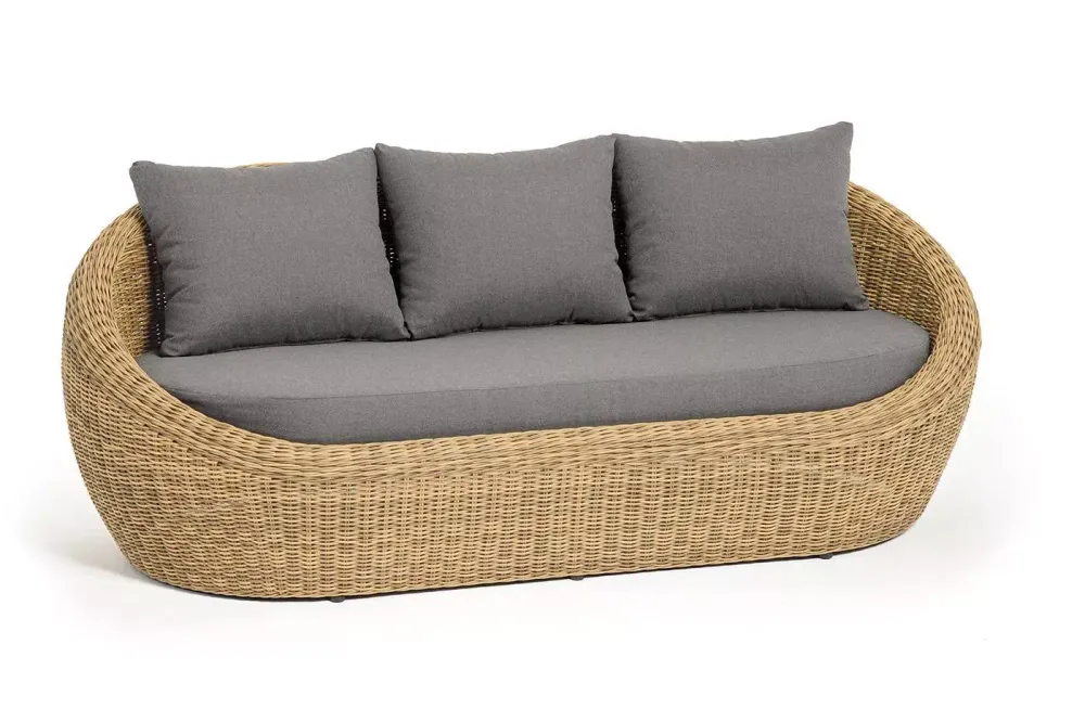 "Барселона" диван из искусственного ротанга трехместный, цвет соломенный