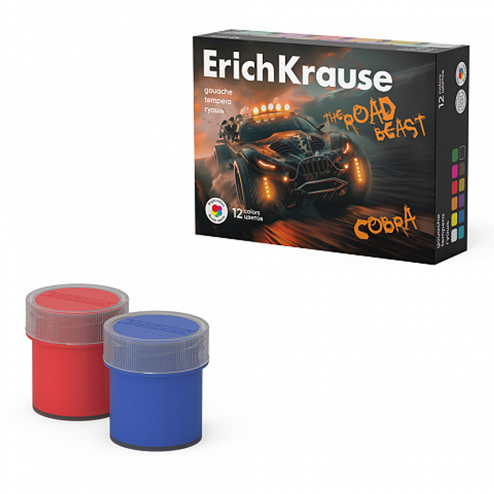 Гуашь 12цв 240мл Erich Krause Road Beast