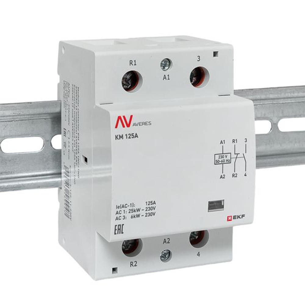Контактор модульный КМ 125А 1NO+1NC 230В АС (3 мод.) AVERES EKF