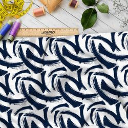 Ткань премиум интерлок синие мазки