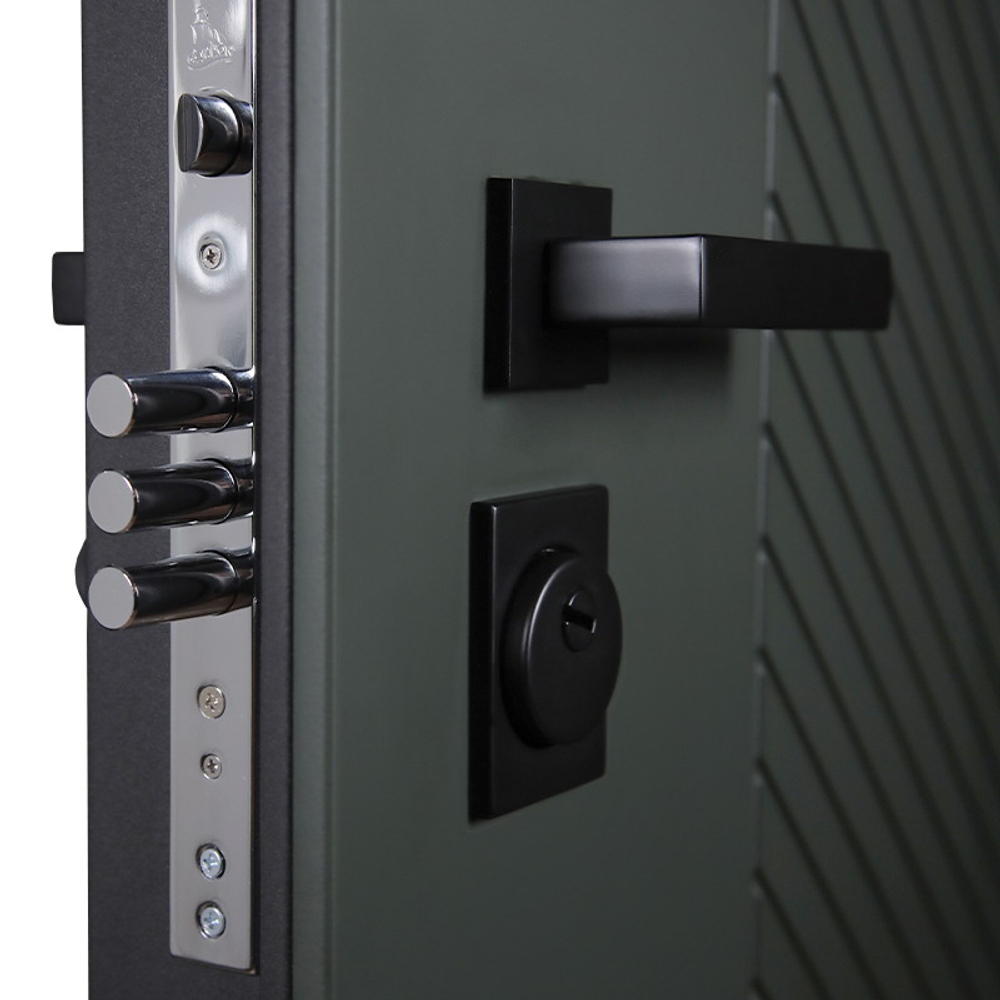 Стальная дверь "Санторини" с зеркалом (адаптивная замковая часть). Заказная модель.