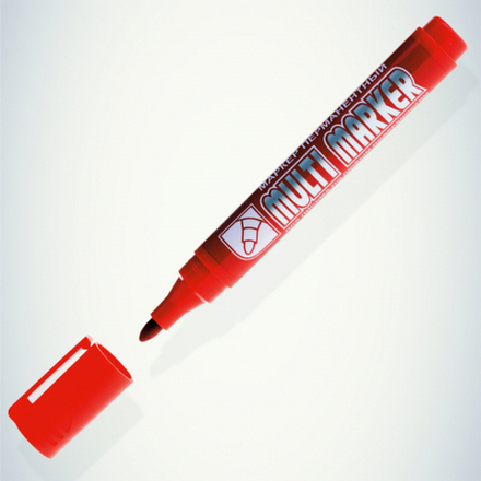 302764 Crown Маркер перманентный MULTI MARKER, КРАСНЫЙ пулевидный 3мм (CPM-800) БЛ-1