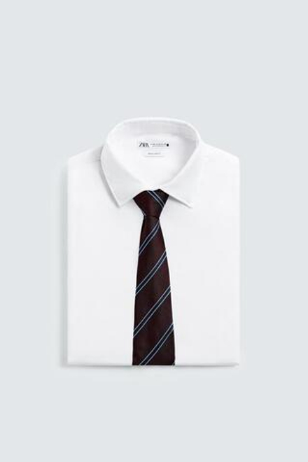 ZARA ГАЛСТУК С РЕЛЬЕФНЫМ ПРИНТОМ, КАШТАНОВЫЙ