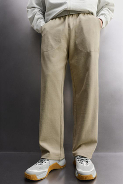 ZARA ДЖОГГЕРЫ СВОБОДНОГО КРОЯ ИЗ ПЛОТНОЙ ТКАНИ, ПЕСОЧНЫЙ