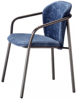 Кресло с обивкой Scab Design Finn, черный матовый никель, синий