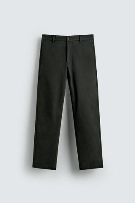 ZARA БРЮКИ ЧИНОС SLIM FIT, ТЕМНО-ЗЕЛЕНЫЙ