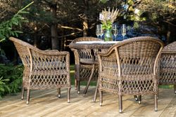 "Сицилия" обеденная группа плетеная, цвет коричневый