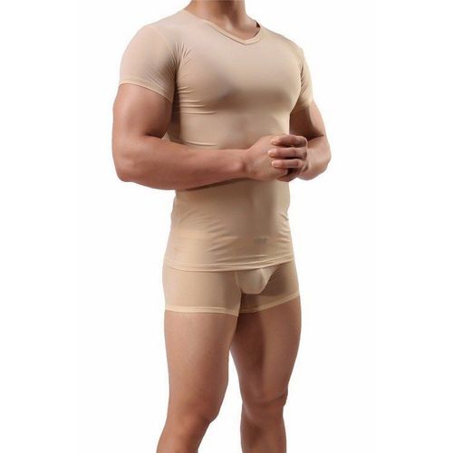 Мужская футболка бежевая прозрачная Manstore Beige