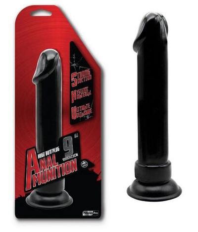 Чёрный анальный фаллоимитатор - 22,8 см. (Цвет: черный)