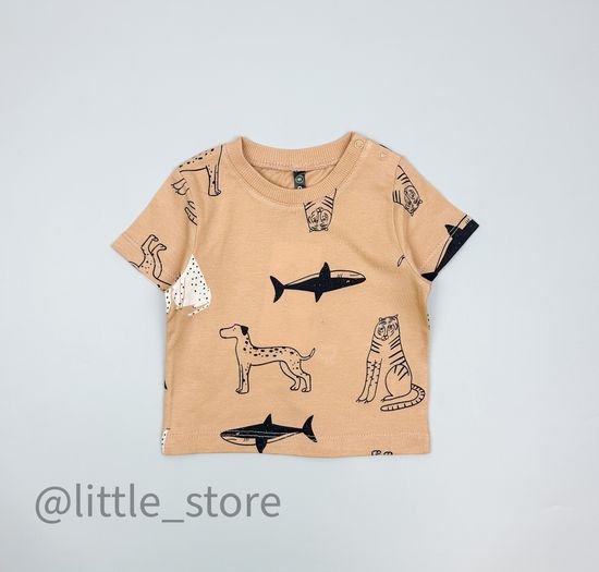 Футболка хлопковая "Мир животных" принт на итальянском песке