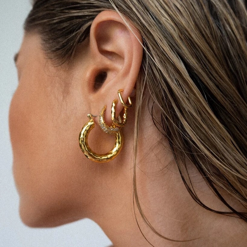 Серьги-кольца Мини Матовые Амальфи – Золото