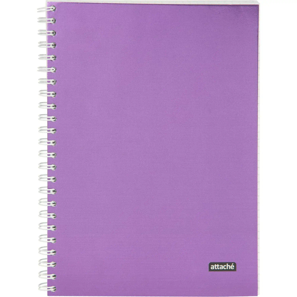 Бизнес-тетрадь А5 96л Attache Metallic Фиолет клетка, греб, картон, фольга