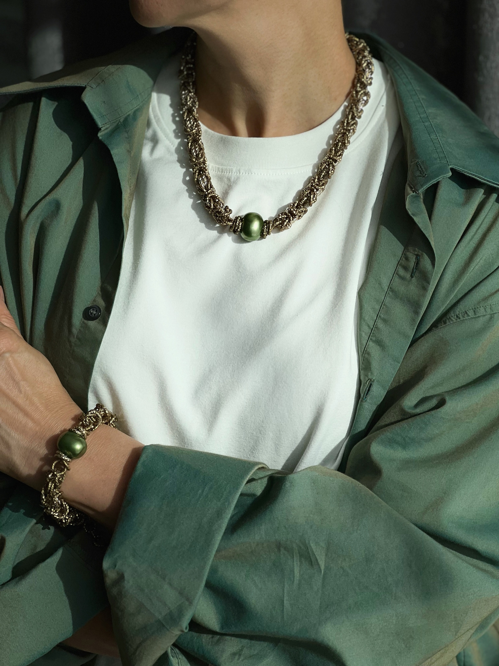 HMG 1131 Br green Колье арт.2100