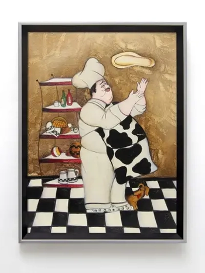 Картина на натуральном холсте "Веселый повар" 35*45 см