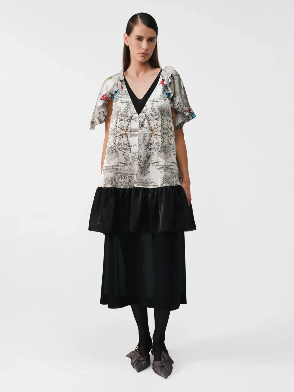 Платье многослойное принтованное OLA OLA