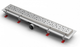 Душевой лоток с рамкой и решеткой MCH Chudej CH 850/50 SN (решетка Square, хром, 85 х 6 х 6,5 см), с боковым сливом D50