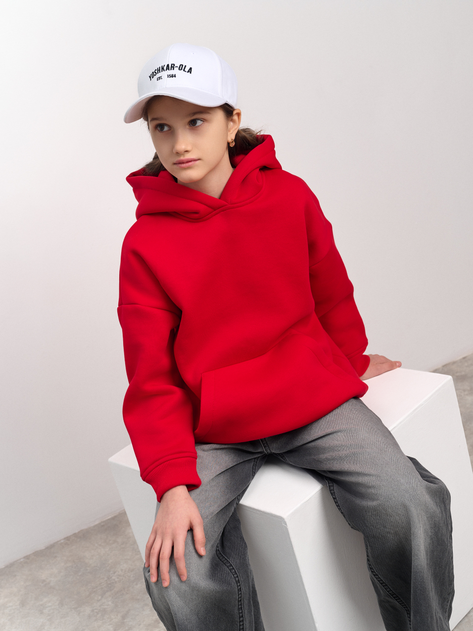 Толстовка с капюшоном для девочки  "Basic" красный