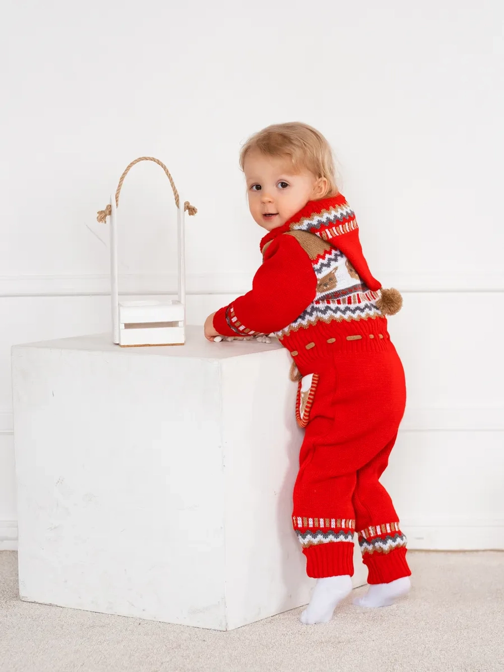 Вязаный комбинезон для новорожденных и малышей на молнии