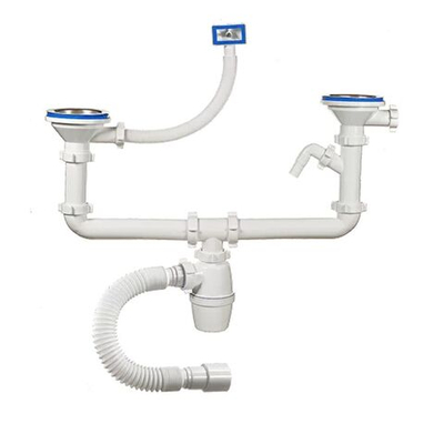 Сифон для мойки, бутыл, 3" 1/2, 40х40/50, перелив., пер прям, двойн с отвод,с гофр, Orio, А-40092