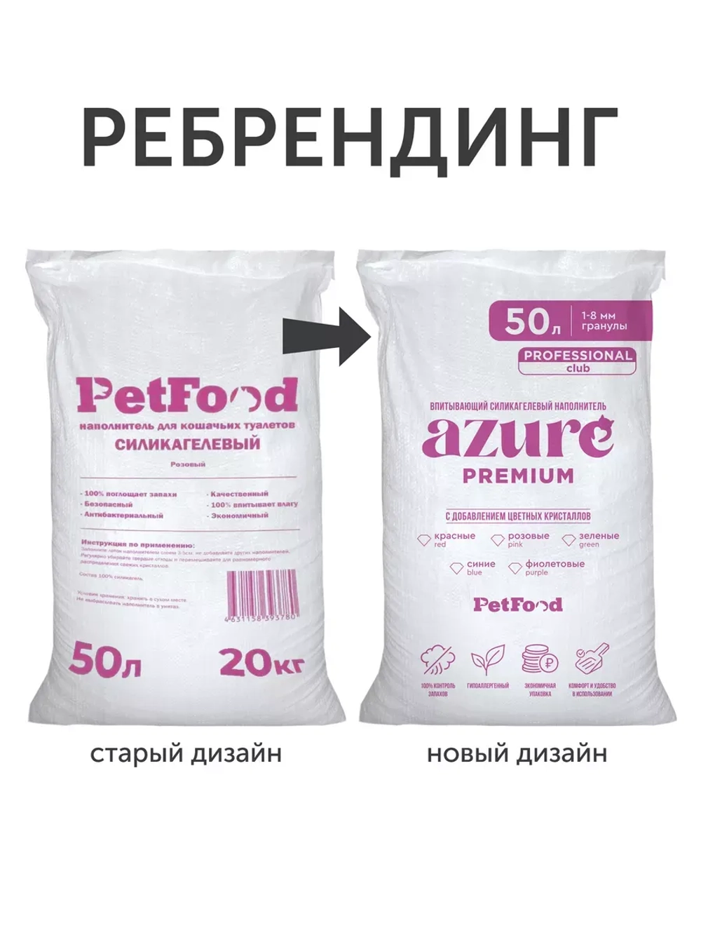 Силикагелевый наполнитель 20 кг / 50л, впитывающий