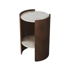 Столик Lagom Stone D 43 см высота 64 см (камень OV, орех)