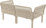 Диван пластиковый двухместный с подушками Siesta Contract Portofino Lounge, бежевый, темно-серый