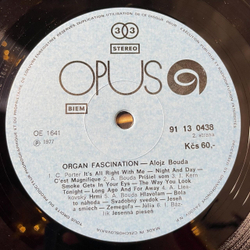 Винтажная виниловая пластинка LP Alojz Bouda Organ Fascination (Чехословакия 1978)