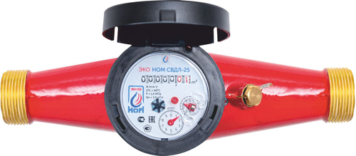 Водосчетчик ЭКО НОМ DN25 СВ ДЛ-25 ДГ +КМЧ (10л/имп) в сборе