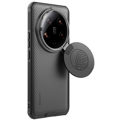 Чехол прозрачный тонированный (Transparent Black) от Nillkin с металлической откидной крышкой для камеры на Xiaomi 14 Ultra, серия CamShield Prop Case