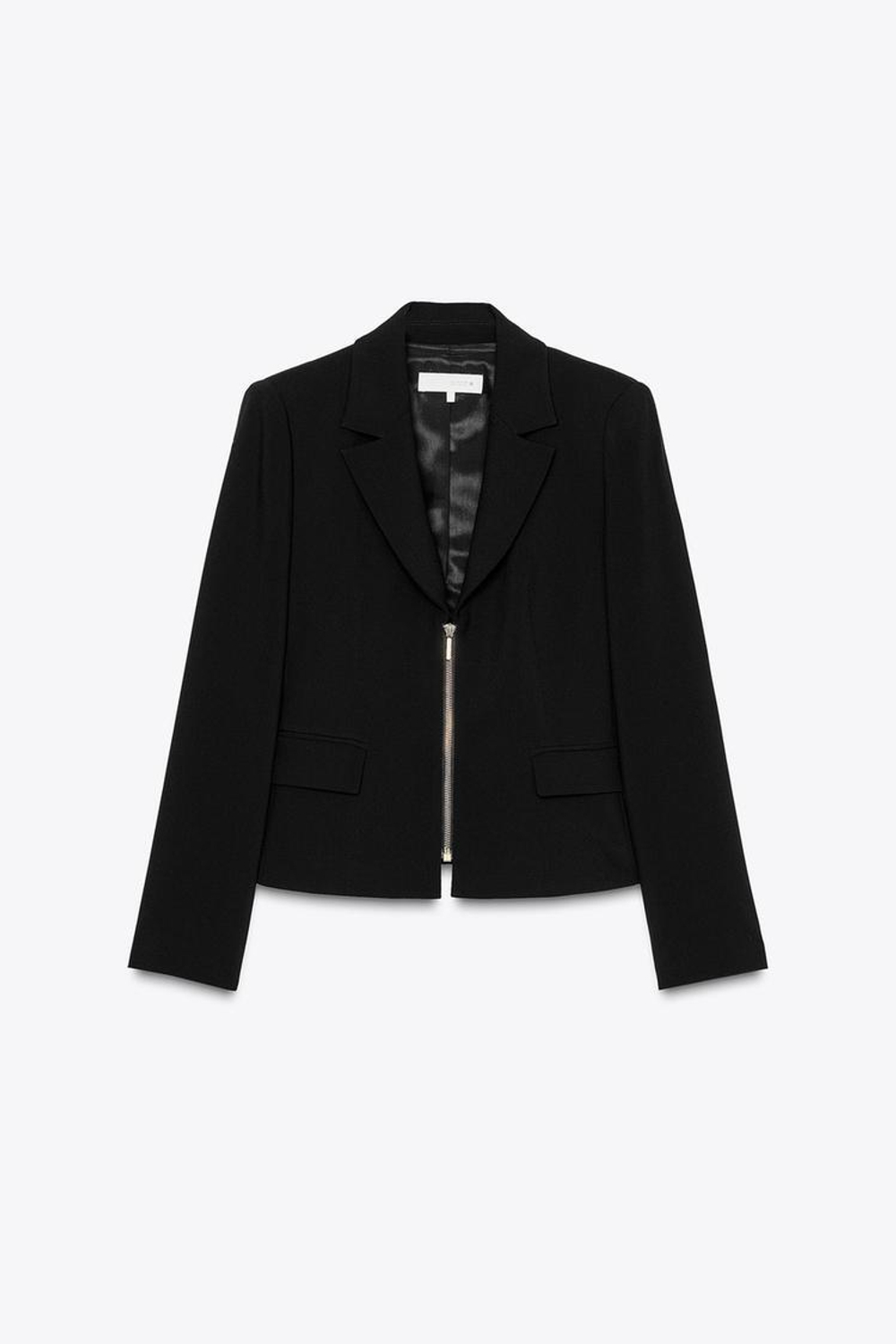 ZARA БЛЕЙЗЕР С ПОДПЛЕЧНИКАМИ И ЗАСТЕЖКОЙ-МОЛНИЕЙ, ЧЕРНЫЙ