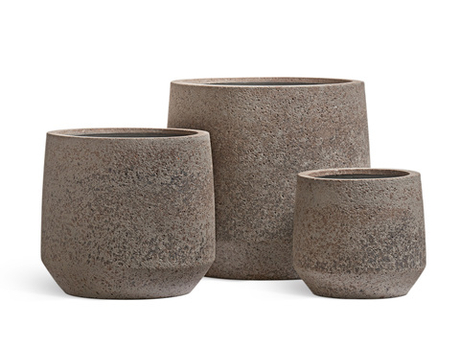 Кашпо TREEZ ERGO - Hard Rock - Трапециевидная чаша - Песок серый беж